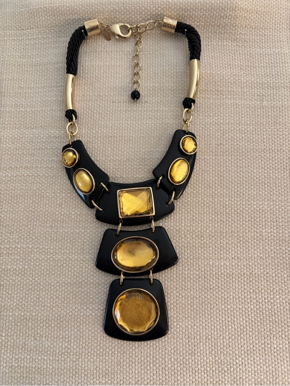 Chico's Black and Gold Multi-Tier Statement Necklace